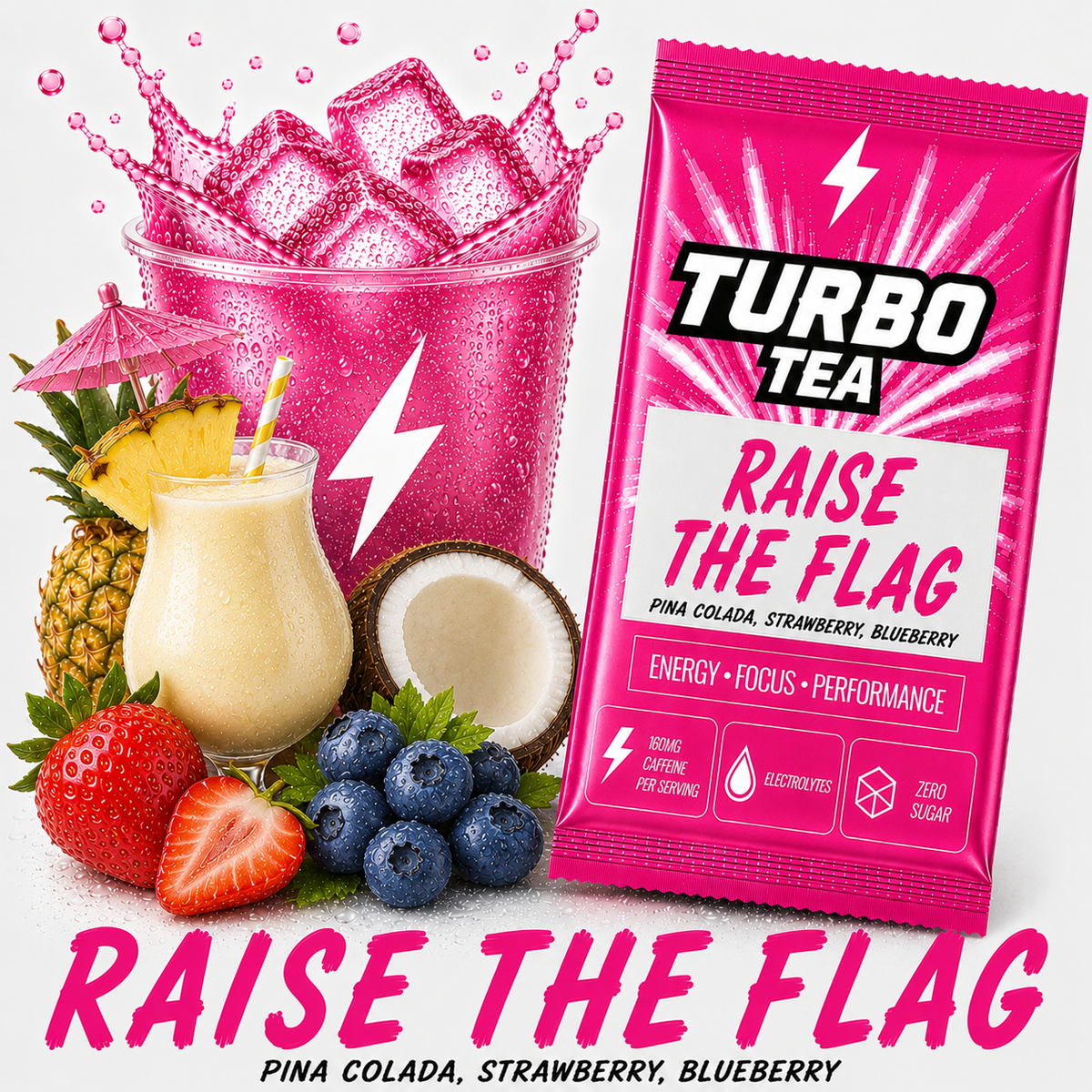 Raise the Flag-Pina Colada, Strawberry, Blueberry