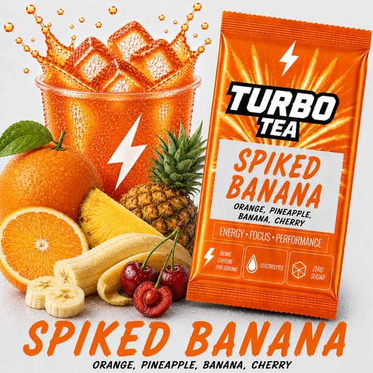 Spiked Banana-Orange, Pineapple. Banana, Cherry