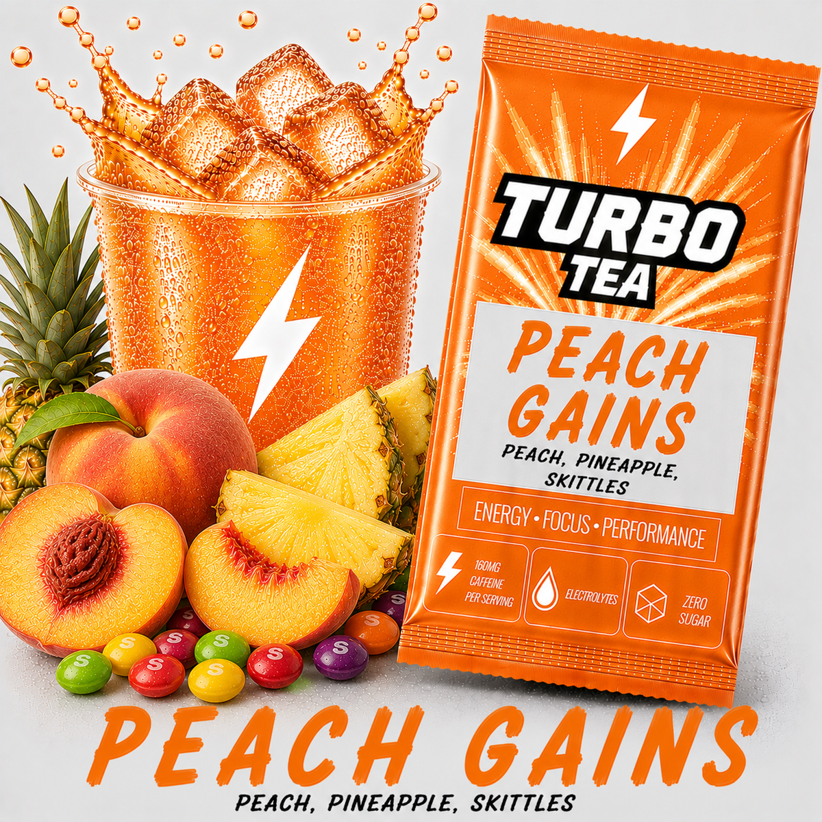 Peach Gains-Peach, Pineapple, Skittles