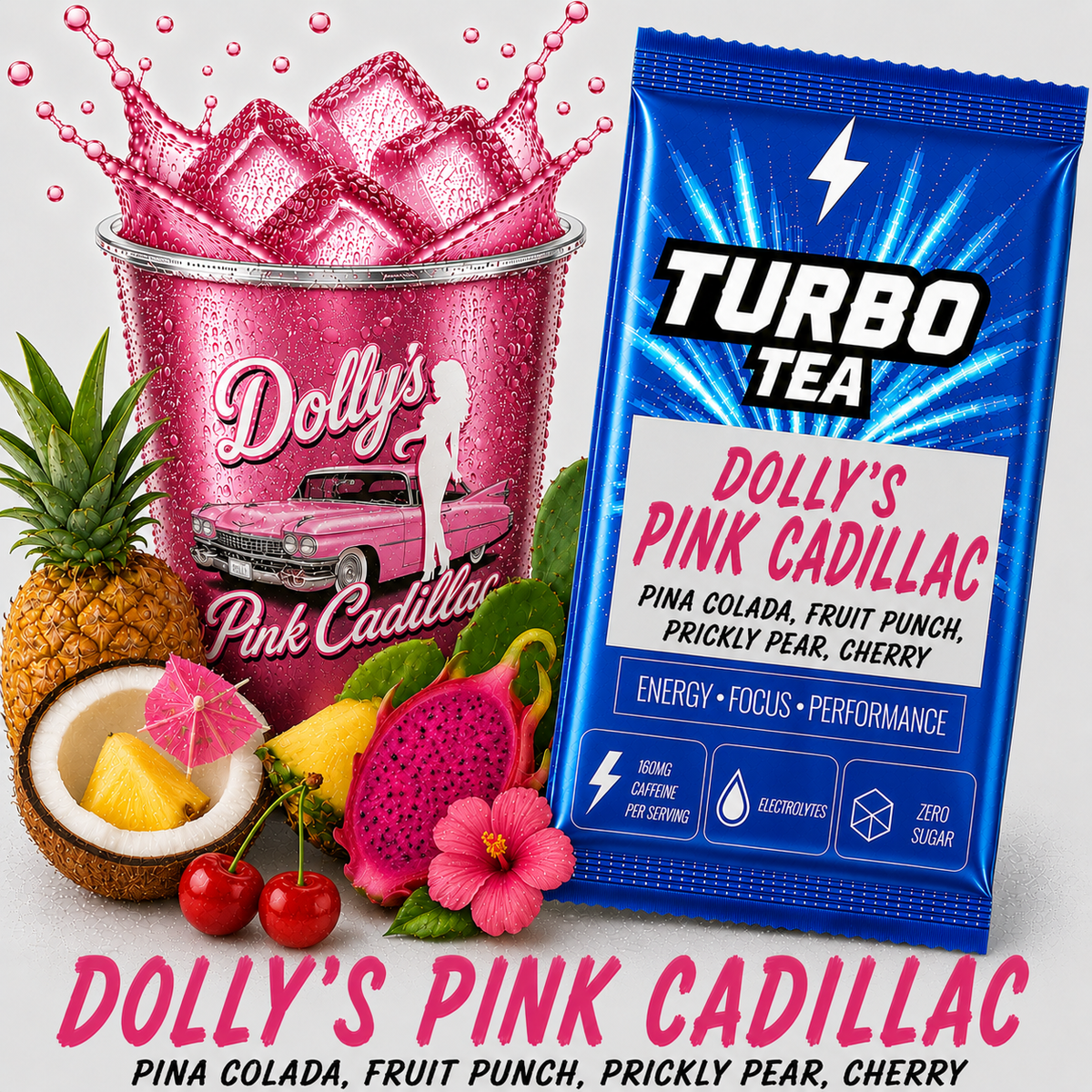 Dolly's Pink Cadillac-Pina Colada, Fruit Punch, Prickly Pear and Cherry